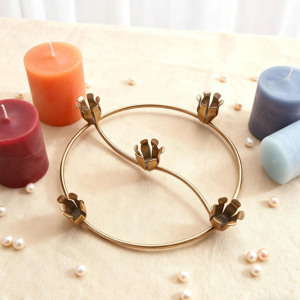 Round Taper Candle Holder Christmas Candle s Tea Light Advent Wreath for Dinner Dinning Living Room