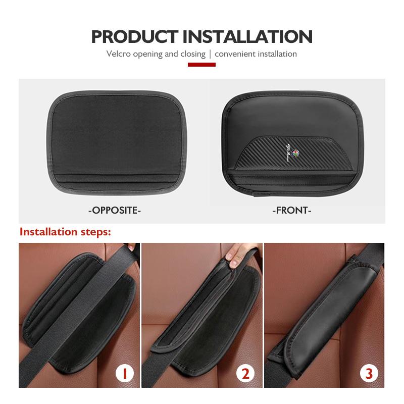 BQVLT1 Car Seat Belt Shoulder Cover Protection Pads Safety Belt Accessories For Alfa Romeo GT Stelvio F1 Brera Volante Tonale Gloria