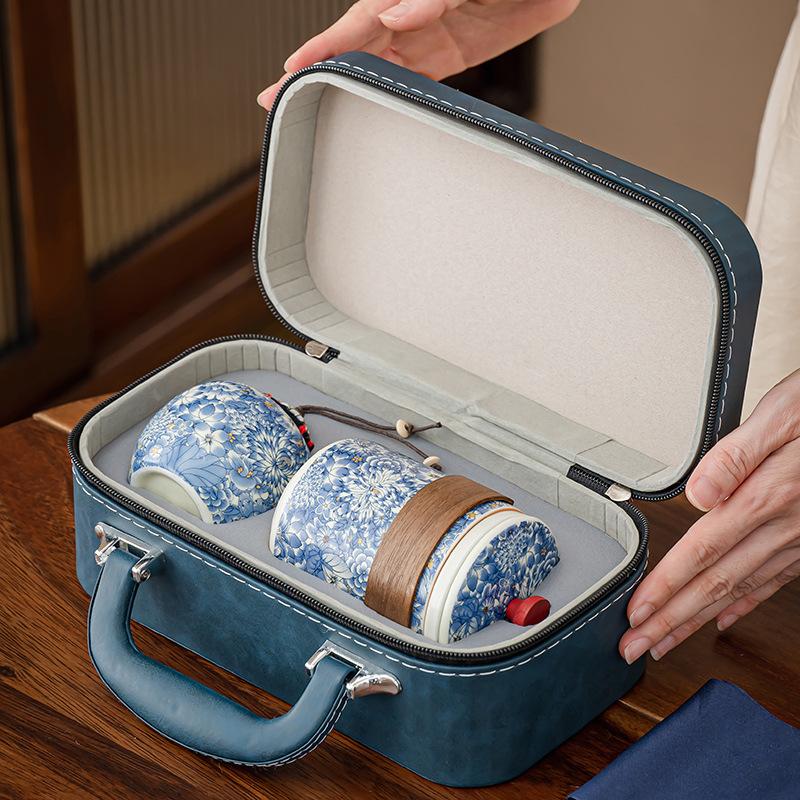 Reise-Teegeschirr Kung-Fu-Teegeschirr Teekannenset Ru-Ofen Keramik Express-Tasse Souvenir für Geschäftsveranstaltungen