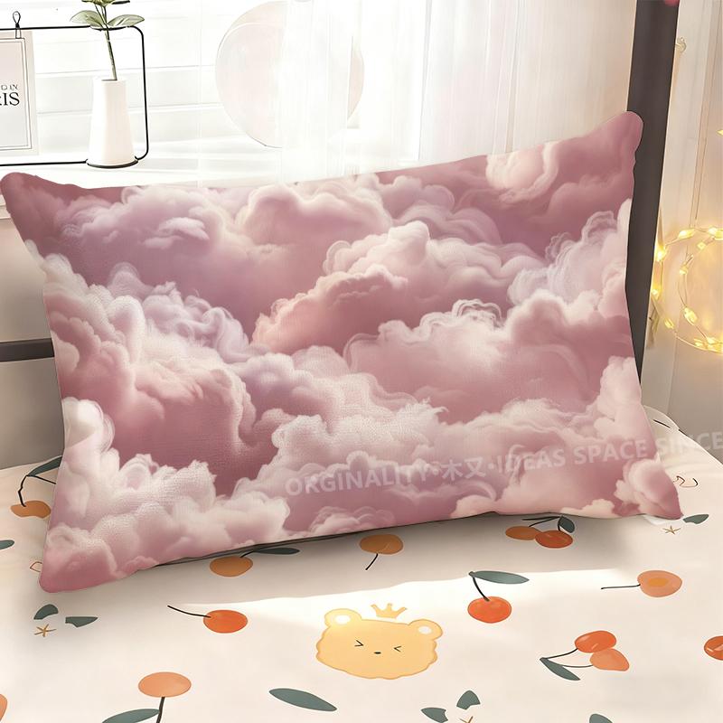 Pink Clouds Patterned Pillowcase Suitable For Sofa Bedroom Car Pillow Cover Cushion Rectangular Back Cushion