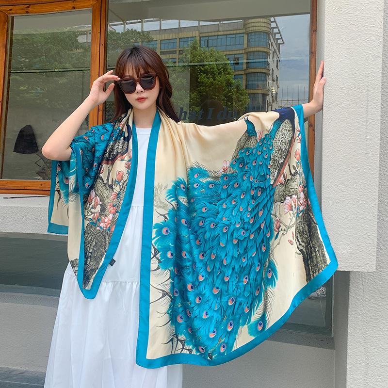Satin Hijab Women Silk Scarf Animal Print Shawls Lady Femme Mujer Bandana Scarve Sarong Beach Wrap Pareo Bufanda Stoles Foulard