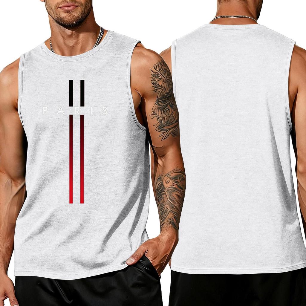Débardeur Tendance Lâche et Décontracté pour Homme avec Imprimé Lettres, Haut Sportif Respirant sans Manches pour Homme