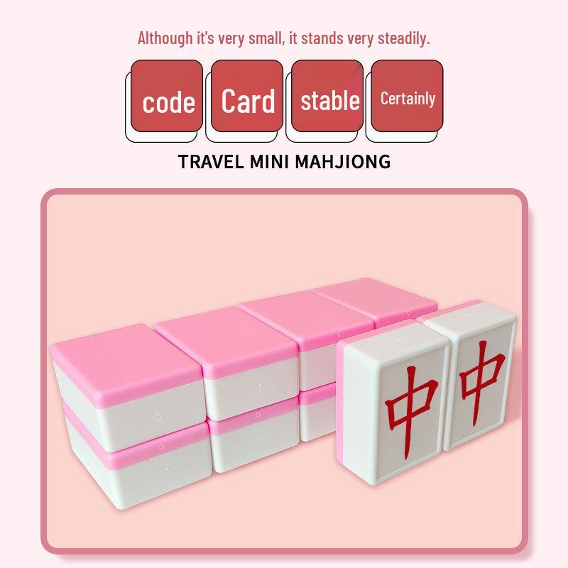 Compact Mini Mahjong Tiles - Hand-Rubbed Mahjong Set for Outdoor Camping, Dormitory, or Party Interactive Board Game.