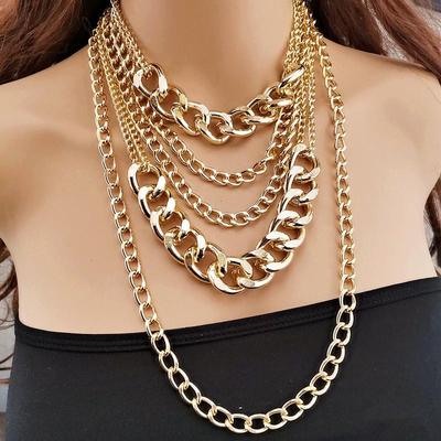 Exaggerated Multi-layer Punk Hip-Hop Chunky Chain Necklace for Women
