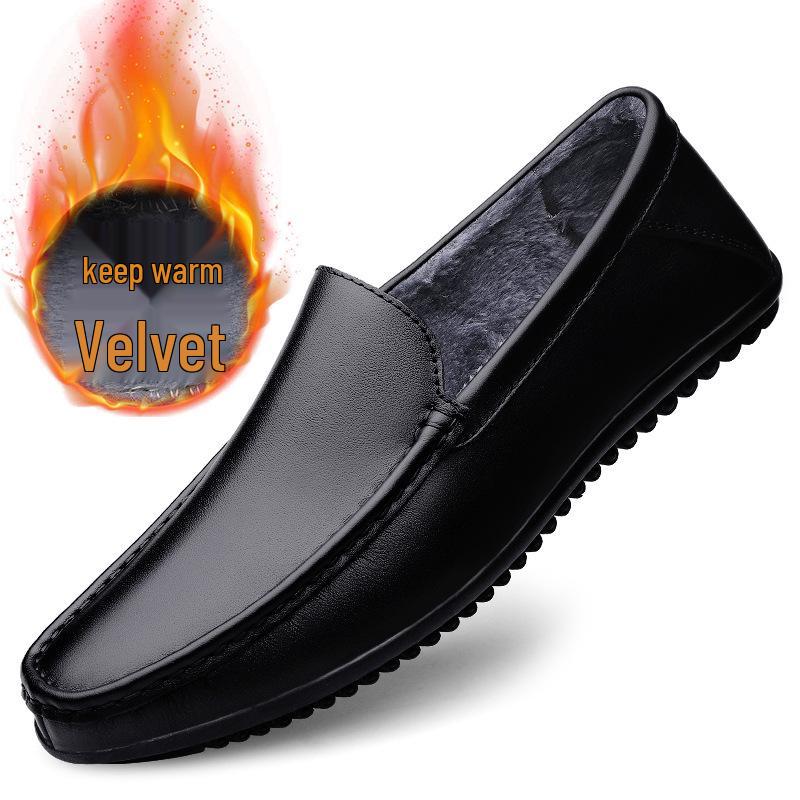 Men s Large Size Leather Slip-on Loafers - Spring/Summer Casual Moccasins 43