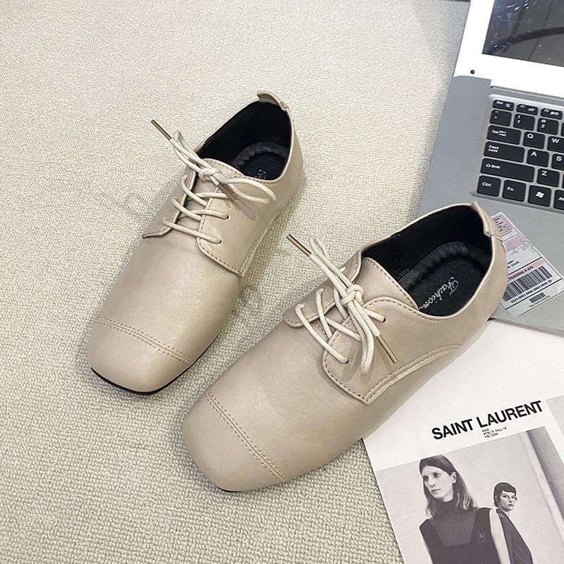 

Flat shoes Xiaoxiangfeng single shoes French retro leather shoes 2025 new spring and autumn women s shoes Doudou shoes square head ladyshoes 39 хаки