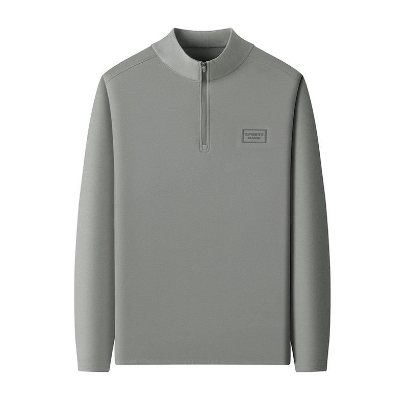Men's Stand Collar Double-Sided Solid Color Half-Zip Casual Warm Long Sleeve Hoodie