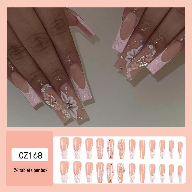 Long T-Point Diamond Jelly Glue False Nails - Press-On Nail Art Tips