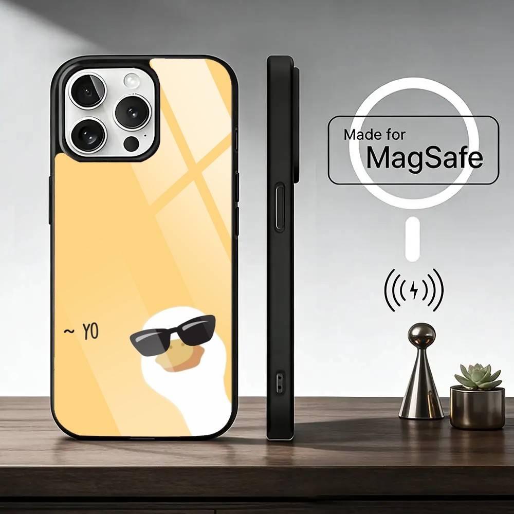 Cartoon Duck Phone Case For iPhone17,16,15,14,13,12,11 Plus,Pro Magnetic with Magsafe Wireless Charging
