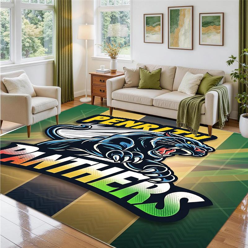 Penrith Panthers Design Crystal Velvet Rug Soft Decorative Mat for Bedroom Entrance