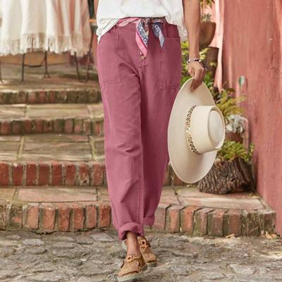 Casual Pants Buttoned Cotton and Linen Loose Casual Pants