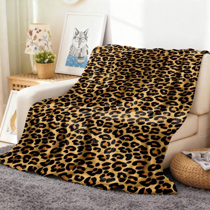 1PC Throw Leopard Pattern Animals Skin Pattern Flannel Blanket Thin Throw Soft Warm Blankets Festival Pefect Gift All Season Use