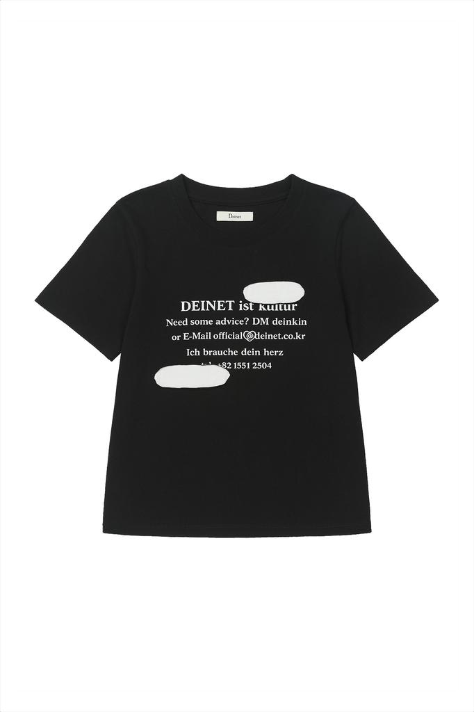 DEINET Patched Lettering T-Shirt In Black