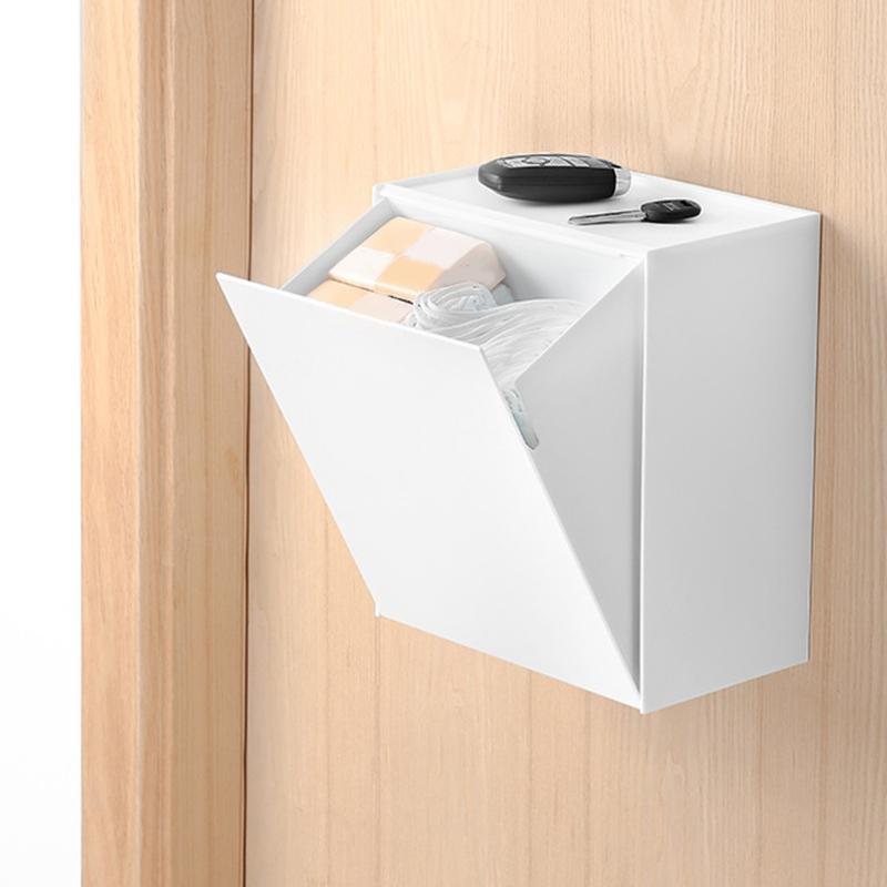 Portable Large Capacity Designs Wall Mounted Organizers Box with Sturdy Lid for Cotton Swabs and Tissues Organization bianco