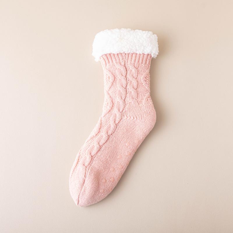 

Lamb Wool Socks Women S Winter Fleece Thickened Foot Warm Women S Socks Home Sleeping Warm Plush Confinement Floor Socks Women One size fits all розовый