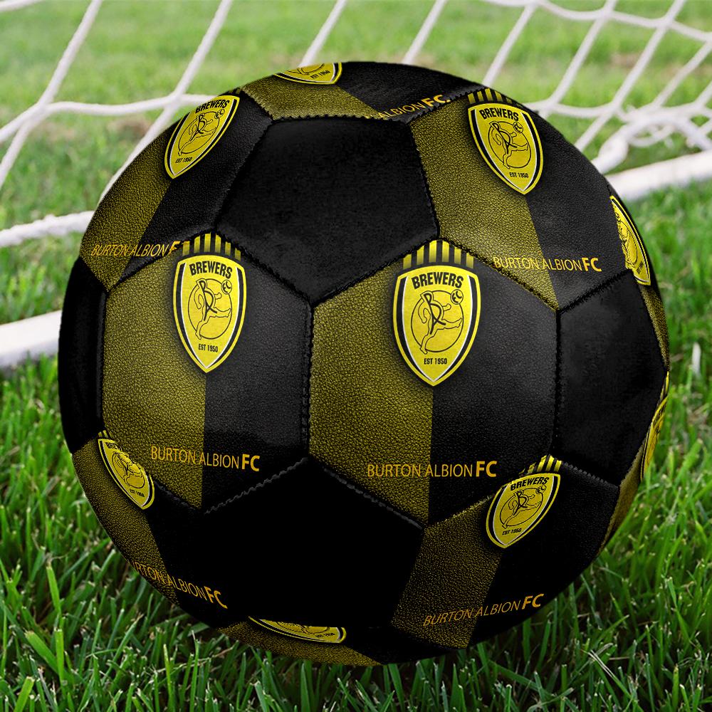 SIZE 5 Burton Albion FC Soccer Ball Colorful All Ages Machine Stitched PVC Competition Ready Durable High-Bounce