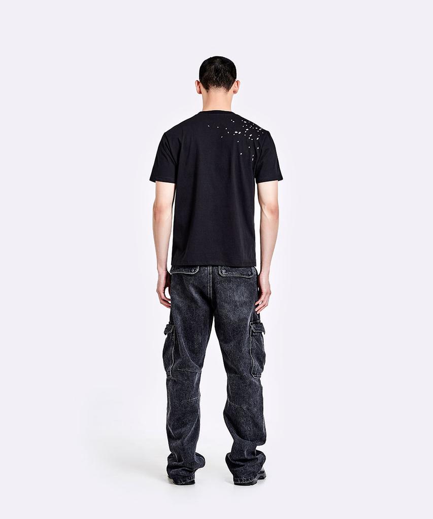 51Peosenteu Denim Cargo Pants - Washed Black