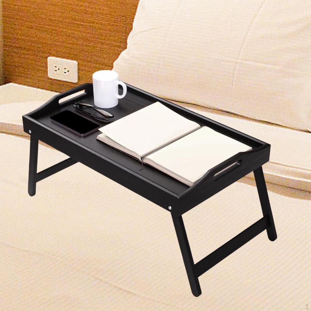 Tavă de pat din bambus Birou pentru poală Picioare pliabile flexibile dreptunghiulare Mini masă de servire pentru podea