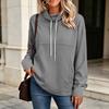Women's Long Sleeve High Neck Pullover Sweatshirt with Pocket Color Casual Top