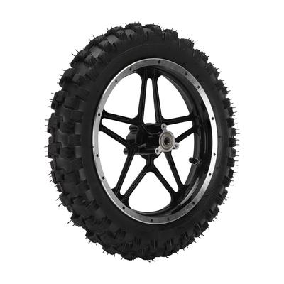 Ruota Posteriore in Lega d'Acciaio 2,5‑10 pollici Sostitutiva per Mini Pocket Bike Motocicletta Nera