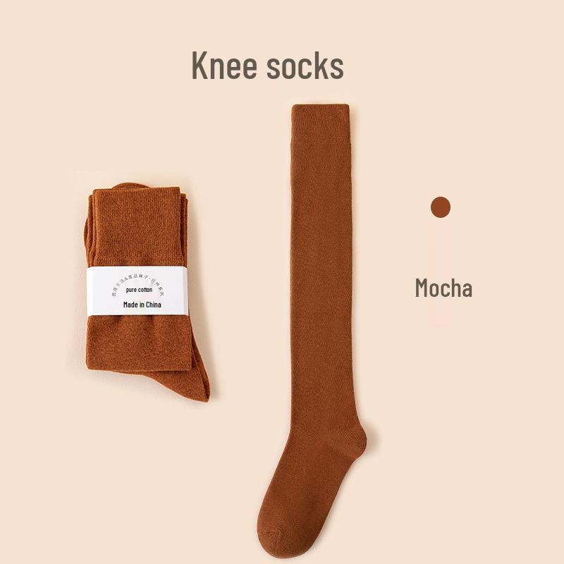 Women's Premium Cotton Mid-Calf & Thigh-High Socks: Versatile for All Seasons, Black