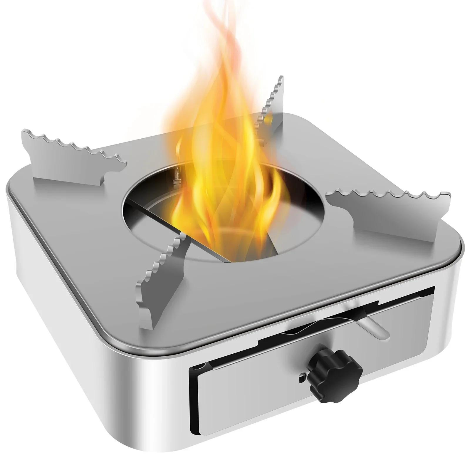 

Portable Camping Stove with Adjustable Firepower Drawer Alcohol Stove For Outdoor Barbecue Camping Equipment