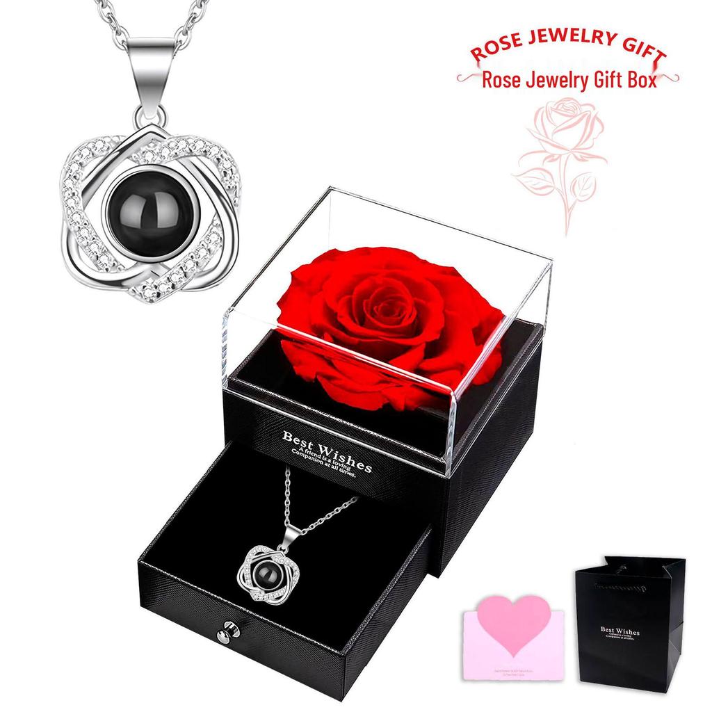 Naszyjnik Projekcyjny 'Kocham Cię' w 100 Językach - Wisiorek w Kształcie Serca