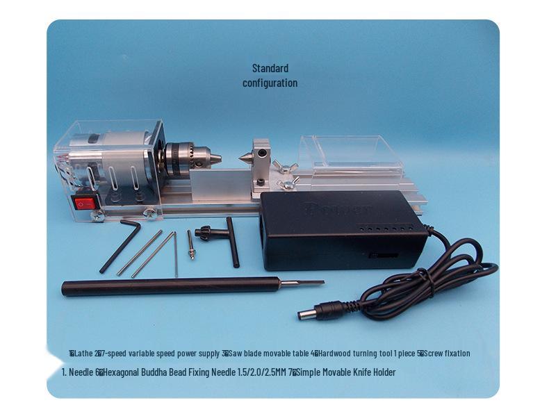 Mini DIY Buddhist Beads Woodworking Lathe: Grinding, Polishing, Cutting Machine