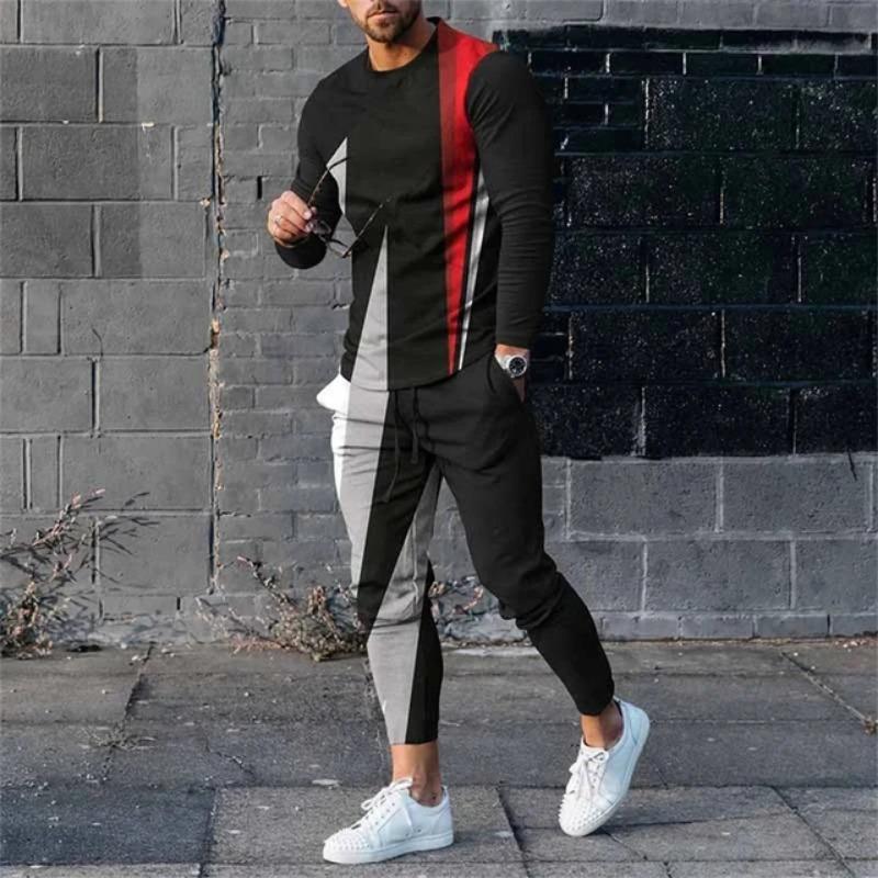 

Модные мужские комплекты одежды 3D-принт мужской спортивный костюм 2 предмета мужские комплекты футболки с длинным рукавом + спортивные штаны комплект мужские брюки одежда 3XL