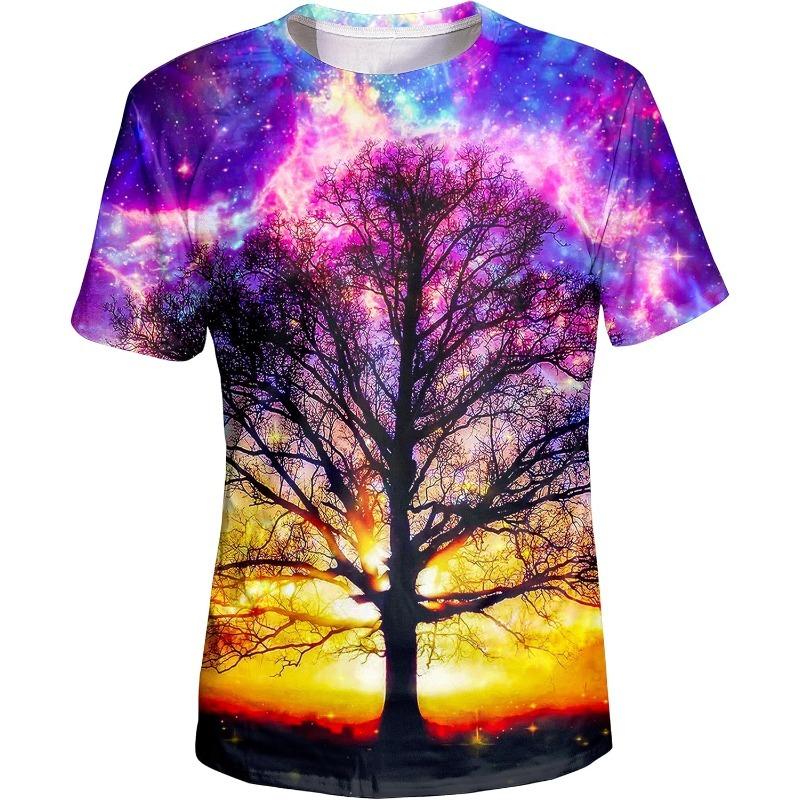 Men's Summer T-Shirt 3D Summer Style Beach Coconut Trees Polyester Quick Dry Breathable Short Sleeve Casual Wear