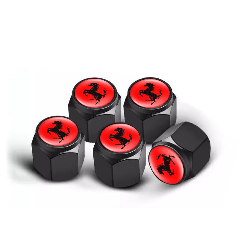 5Pcs Aluminum Alloy Car Wheel Tire Valve Cap Dustproof Cover For Ferrari Roma 488 Portofino F8 Spider SF90 488 612 F12 Accessory MQ1