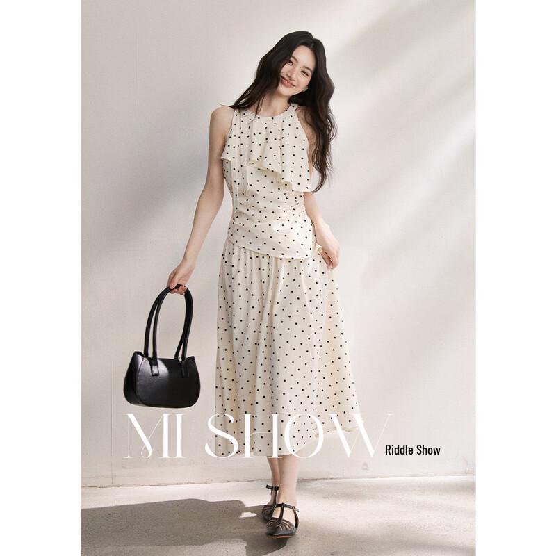 French Retro Polka Dot Halter Two-Piece Set M