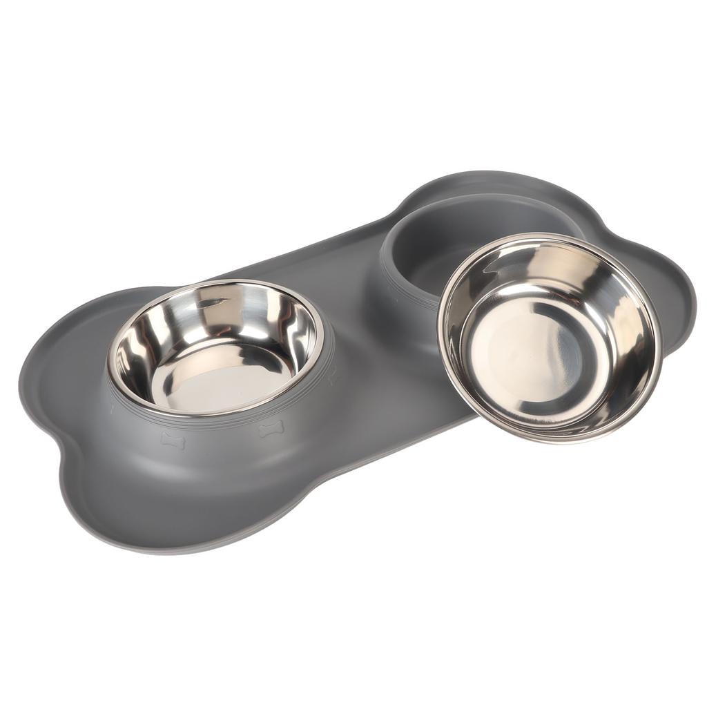 Hundenäpfe Auslaufsicher Rutschfest Edelstahl Haustier Wasser Futternapf Set mit Silikonmatte für