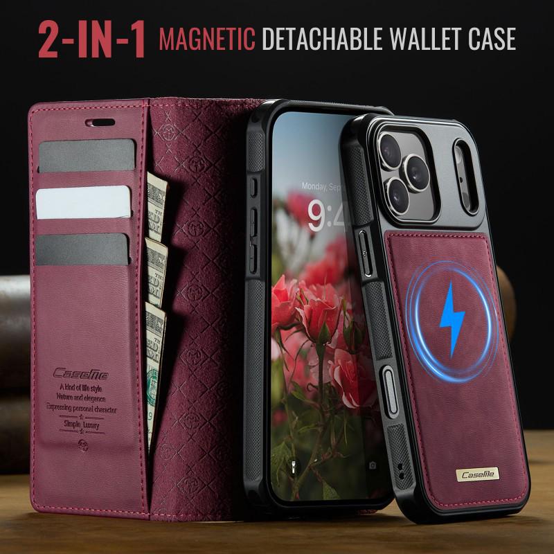 Magnetic Leather Wallet Case for iPhone 16/17 Pro Max (MagSafe Compatible)