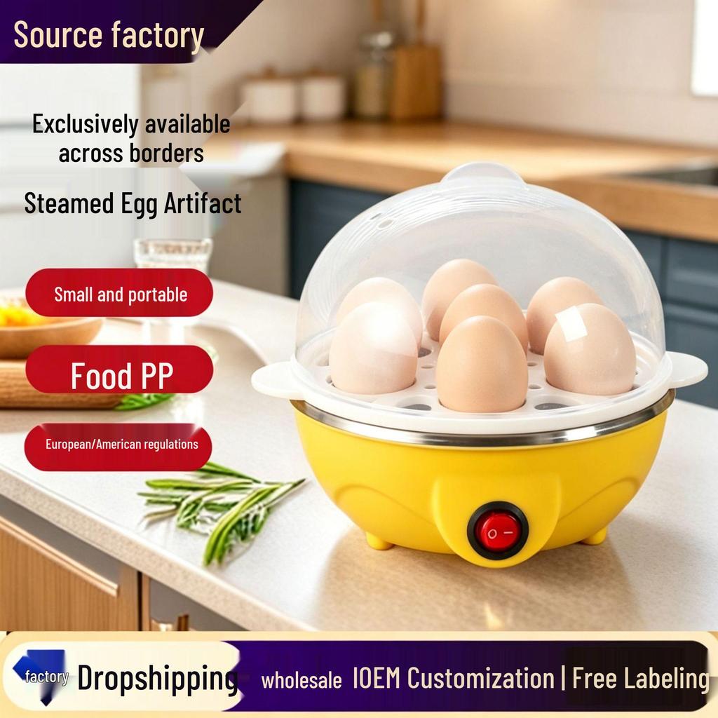 Compact Automatic Egg Boiler & Steamer with Anti-Dry Protection - Perfect for Home Breakfasts