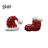 Christmas Costume Jewelry 1 Pair Stud Earrings, Sparkly Red Rhinestone Stocking Lightweight Alloy Ear Pins And Santa Hat Holiday Gifts for Women