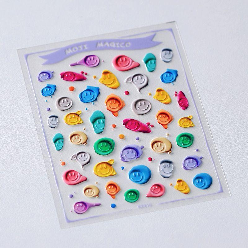 

Season Graffiti Smiley Face Seal Three-Dimensional Relief Nail Sticker Waterproof Nail Sticker Decorative Decals Ornament Kx416 kx416