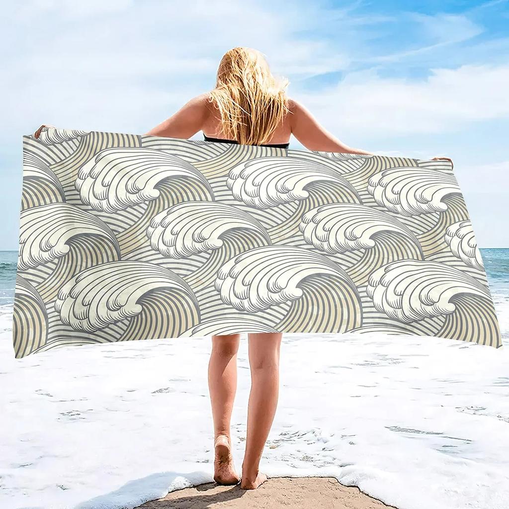 Ocean Wave Beach Towel,Oversized Quick Dry Sand Free Proof Absorbent Lightweight Beach Blanket Bath Towel Swim Sport Pool Towels