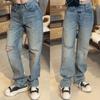 Summer and autumn fashion American street style straight ripped jeans men's trendy brand retro ink-splashing trousers three-dimensional tailoring