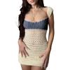 Summer Women's Low Cut Vest Sexy Backless Strappy Knit Slim Hip Dresses