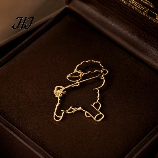 Decorative Clothing Accessory Hollow Sheep Brooch Lapel Pin, Golden Plated Alloy Animal Badge Pin for Daily Wear Party Cardigan
