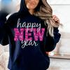 Happy Holidays New Year Sequins Glitter Instant Sublimation Download Digital Desigl Pink and Silver Winter Matching Hoodies