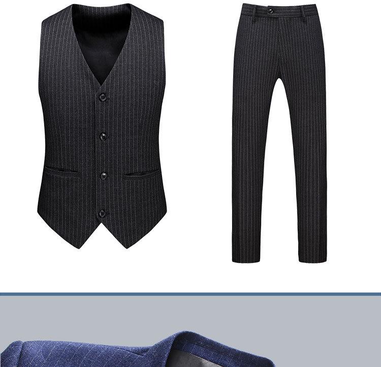 Korean Style Slim Fit Striped Men's Suit Set - Casual Blazer Jacket for Weddings and Professional Wear