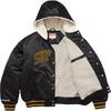 Supreme Mitchell Ness Lined Hooded Satin Varsity Jacket Black