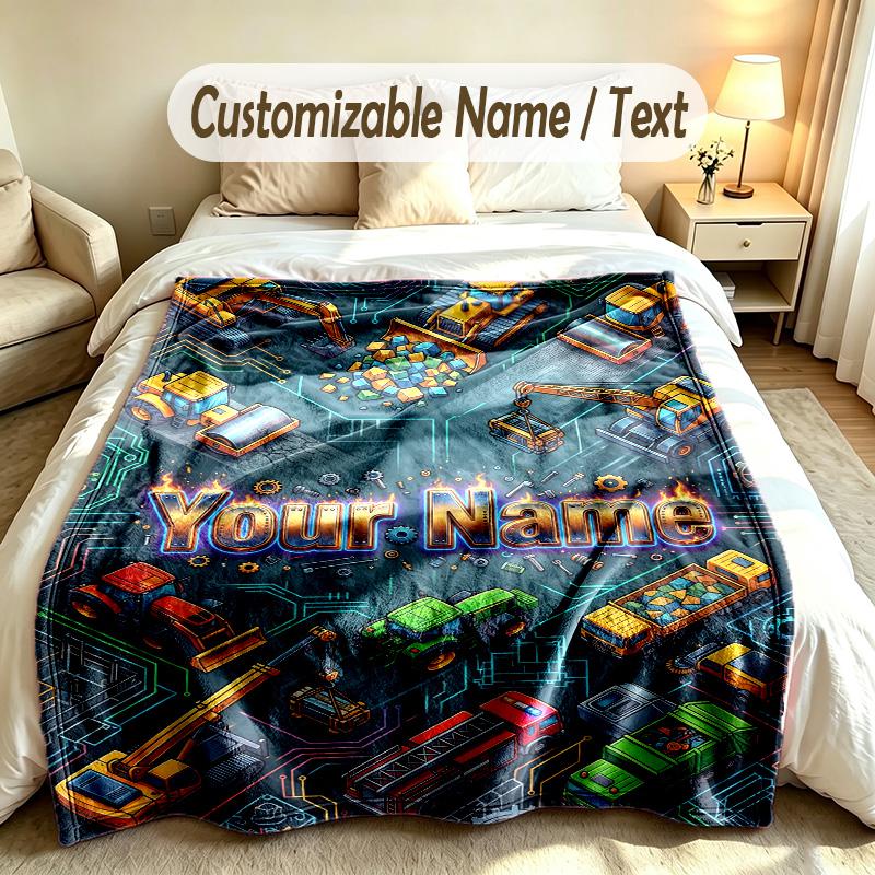 Adventure Travel Theme Custom Blanket Personalized Name & Text Customized Soft Warm Throw Blanket Home Decor