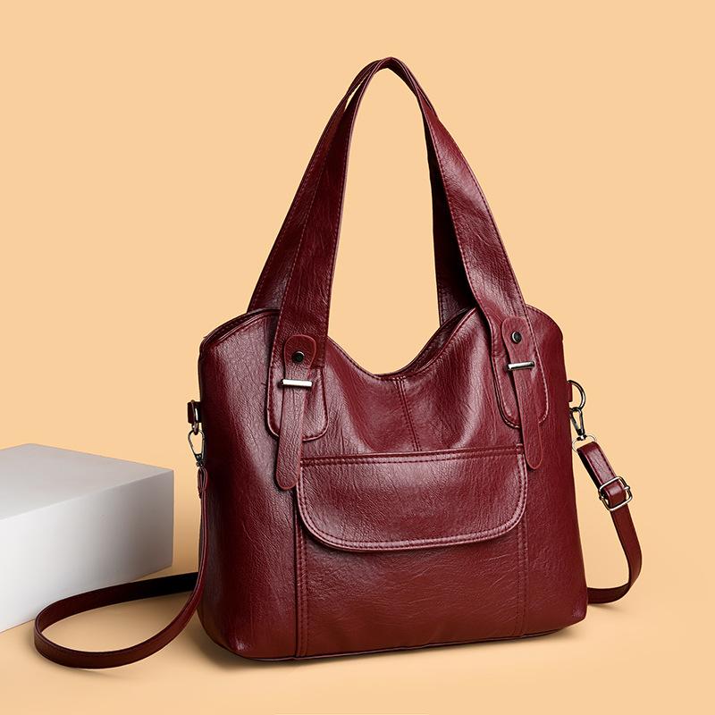 Winter new large-capacity portable shoulder bag trendy soft leather texture bag messenger bag fashionable