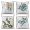 4Pcs Abstract Organic Leaf Printed Pillow Cover Polyester Cushion Case 2D Flat Printing Pillowcase Modern Home Decor Mcm Style