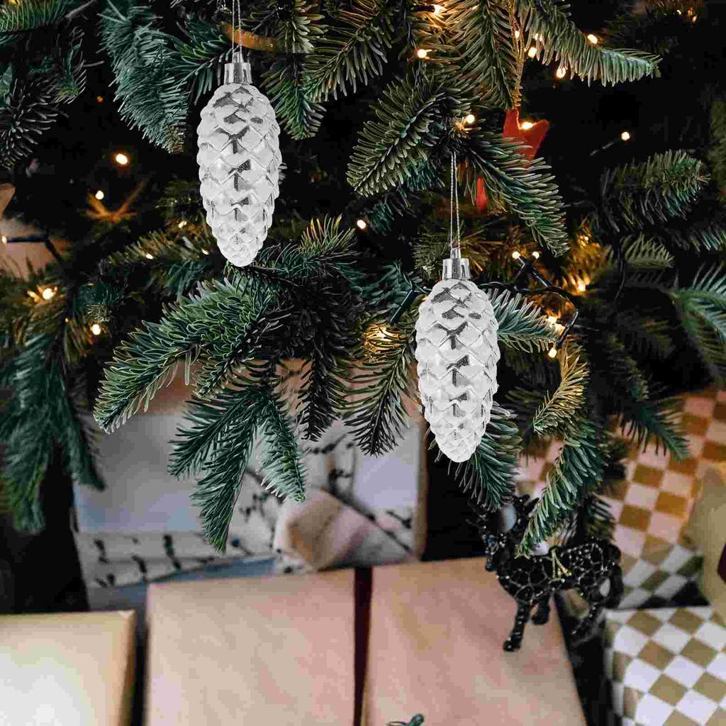10 Pcs Accessories Christmas Decoration Plastic Painted Pine Cone Balls Tree Trees Xmas Ornaments