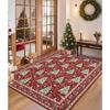 Christmas Carpet Mat Rug Green Red Tree Pattern with Berry Decoration Festive Living Room Soft Floor Mat for Home Decoration