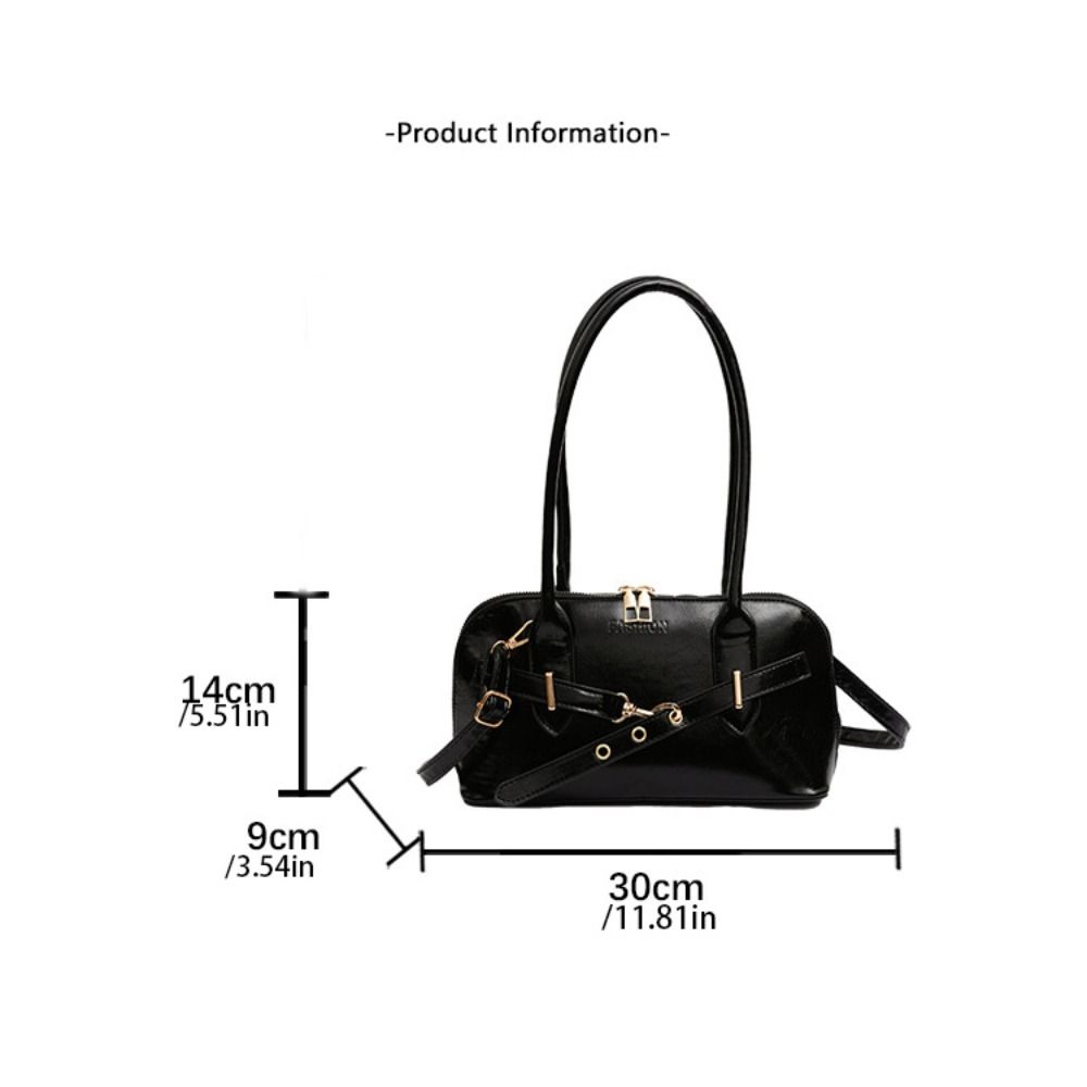 Korean Style Retro Shoulder Bag Solid Color Bowling Bag Fashionable Underarm Bag  Travel